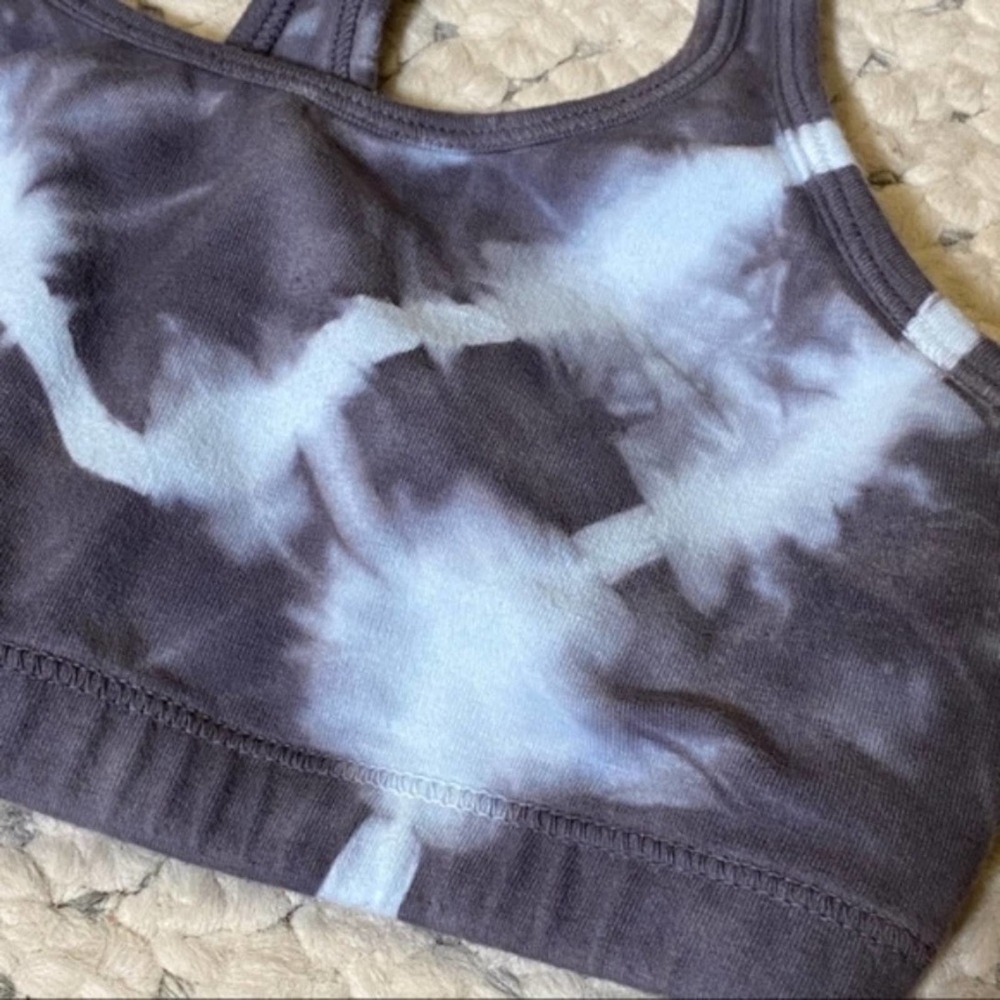 Anthropologie Tie Dye Crop Top NWT Yoga Bra XS gym exercise streetwear blue New - Picture 3 of 6